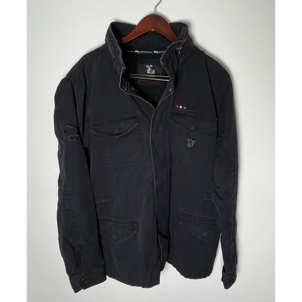 LRG Lifted Research Group Mens Cotton Field Jacket XL Stowaway Hood Utility
